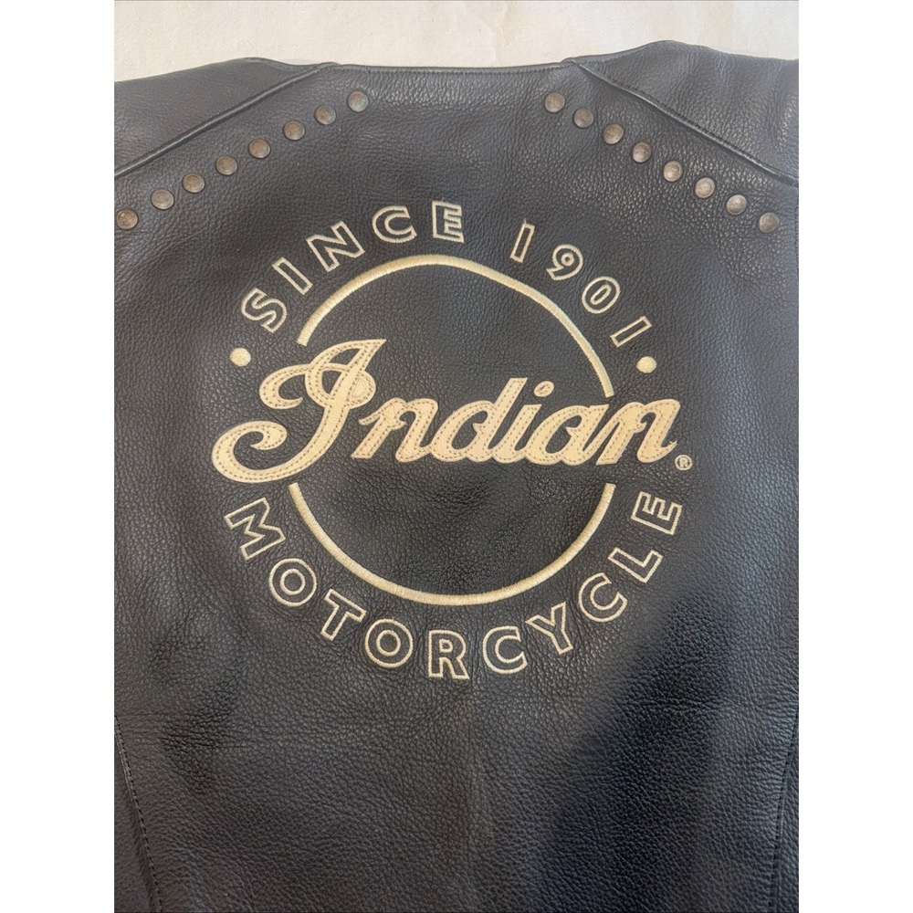 Indian Motorcycle Womens Charcoal Leather Vest 2 Riding Fringe Chief Size Medium - Picture 4 of 8